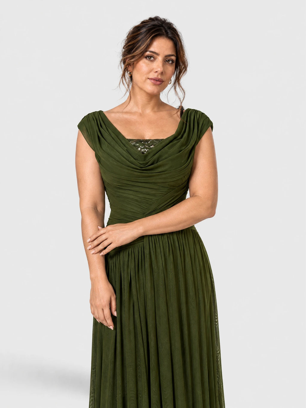Vestido de Festa Vestido de Festa Longo Plus Size Drapeado Natally