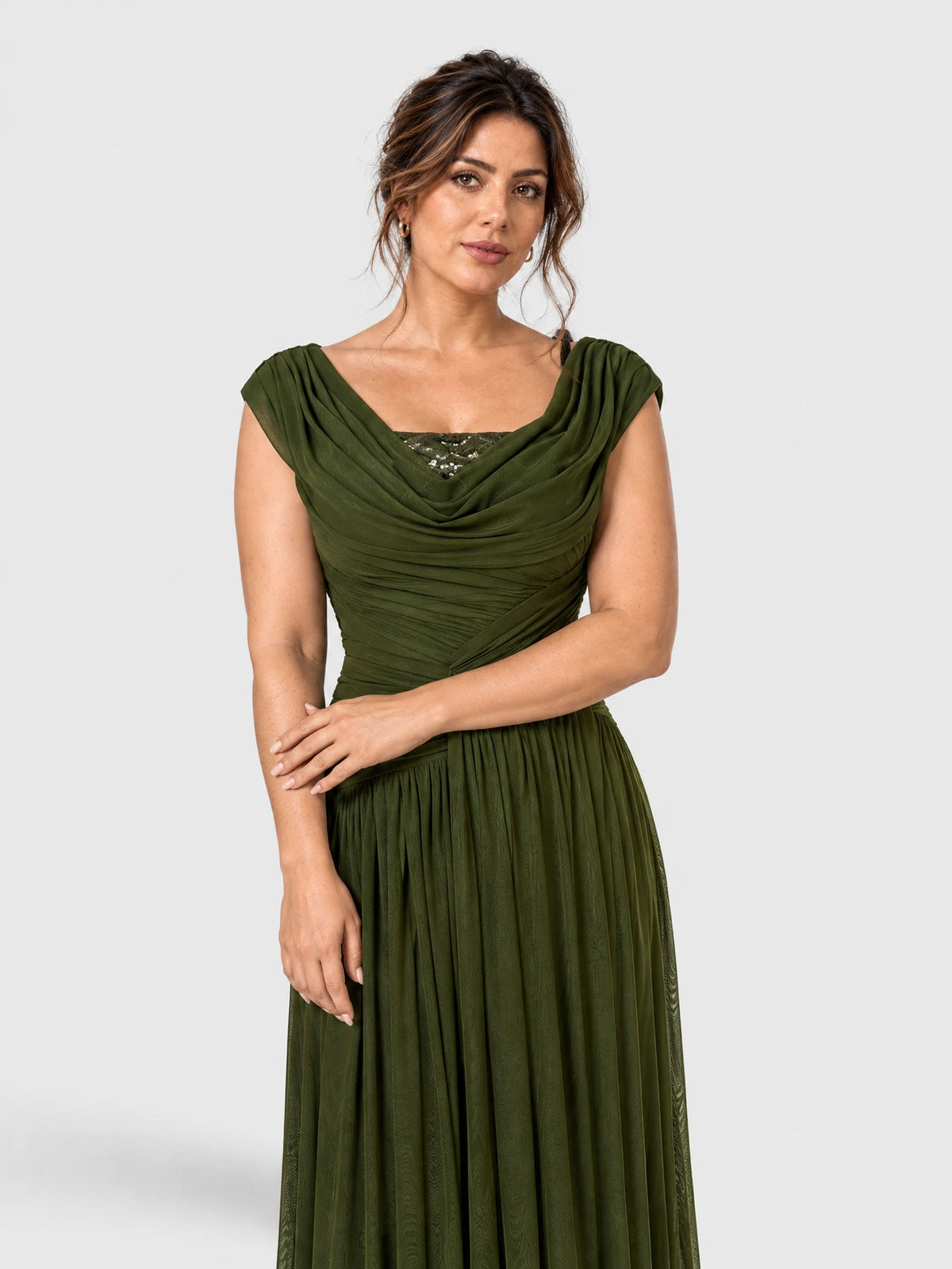 Vestido de Festa Vestido de Festa Longo Plus Size Drapeado Natally