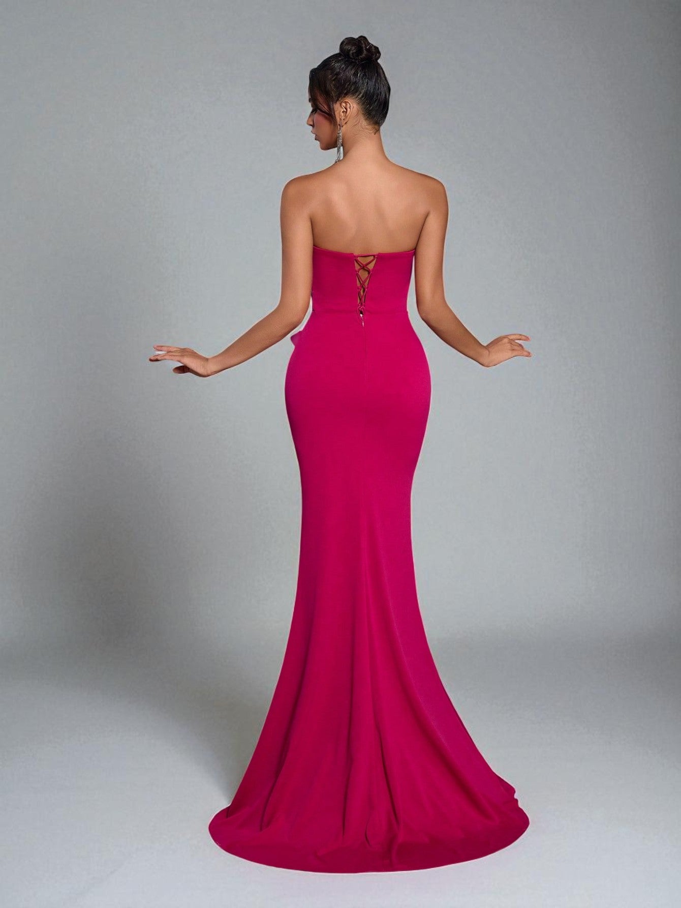Vestido de Festa Longo Pink Tomara que Caia Paetê Verona - Costas -  #pink