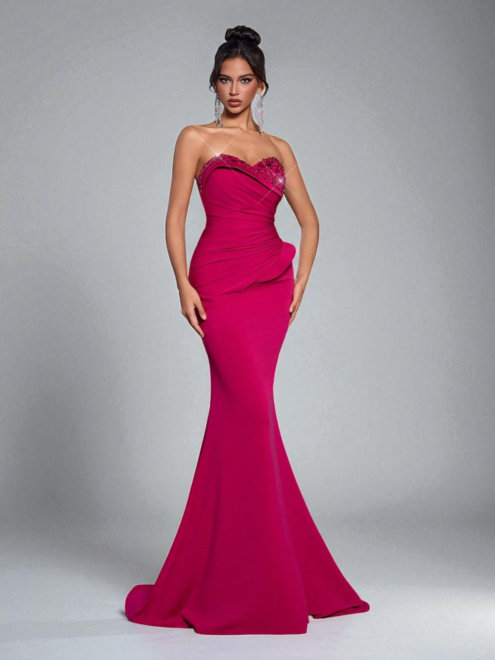 Vestido de Festa Longo Pink Tomara que Caia Paetê Verona