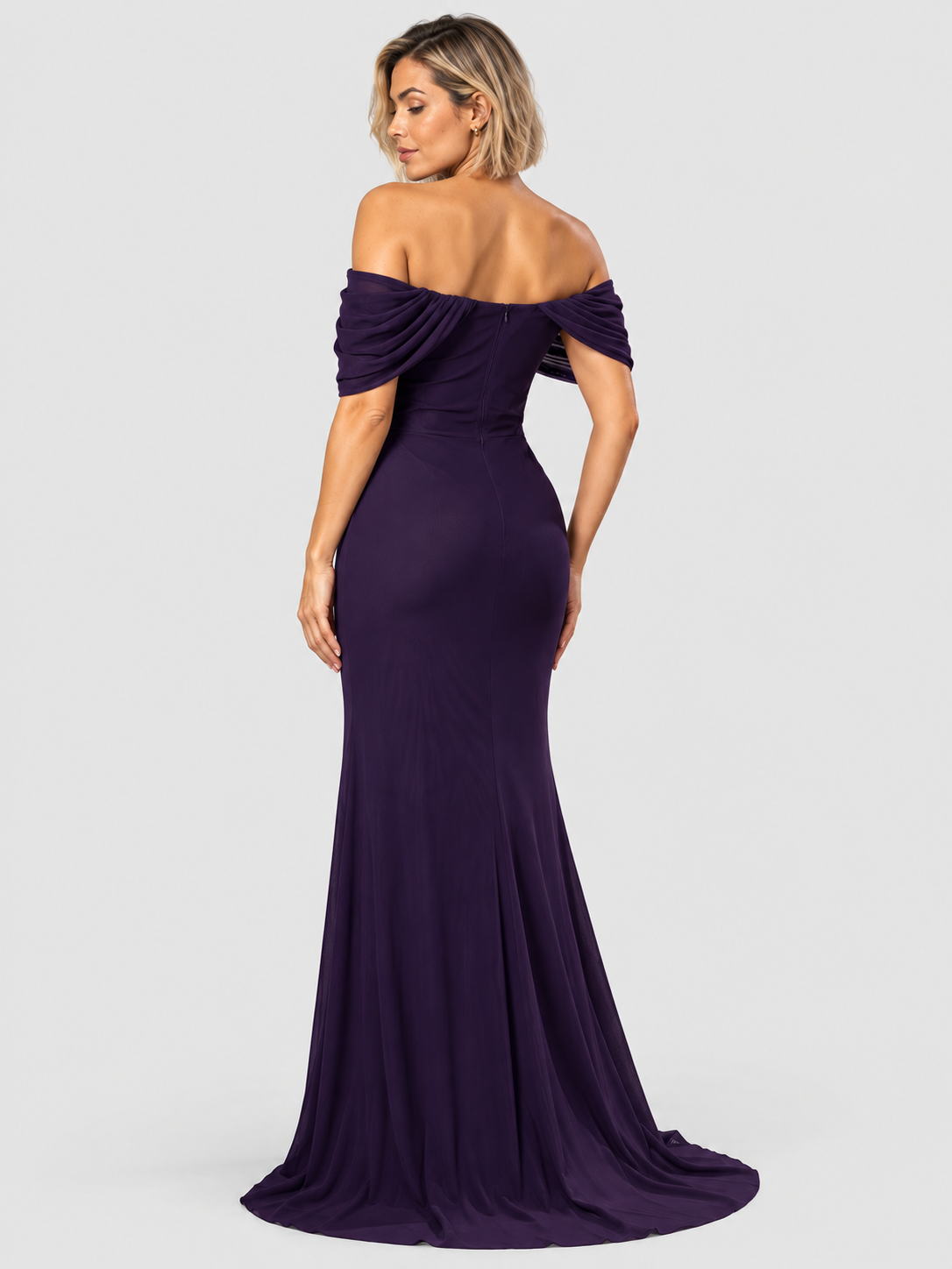 Vestido de Festa Roxo Vestido de Festa Longo Ombro a Ombro Drapeado Blumenau